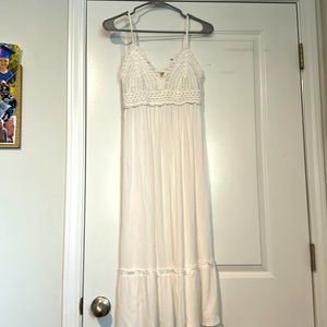 White linen flowy dress